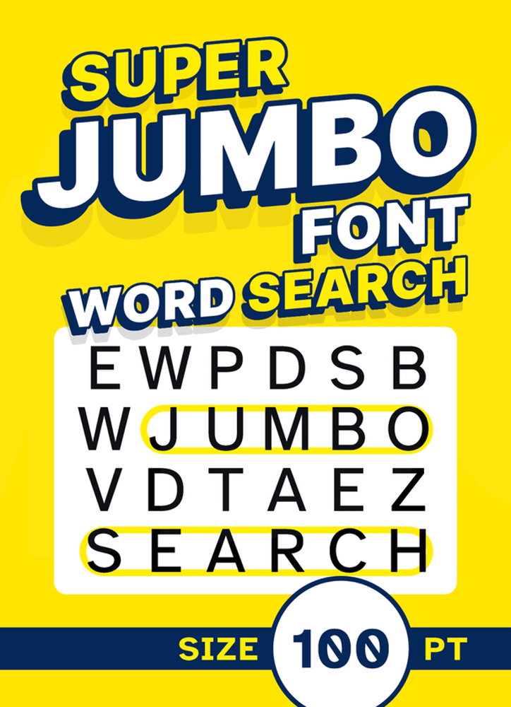 Super Jumbo Font Word Search book cover, 100pt size