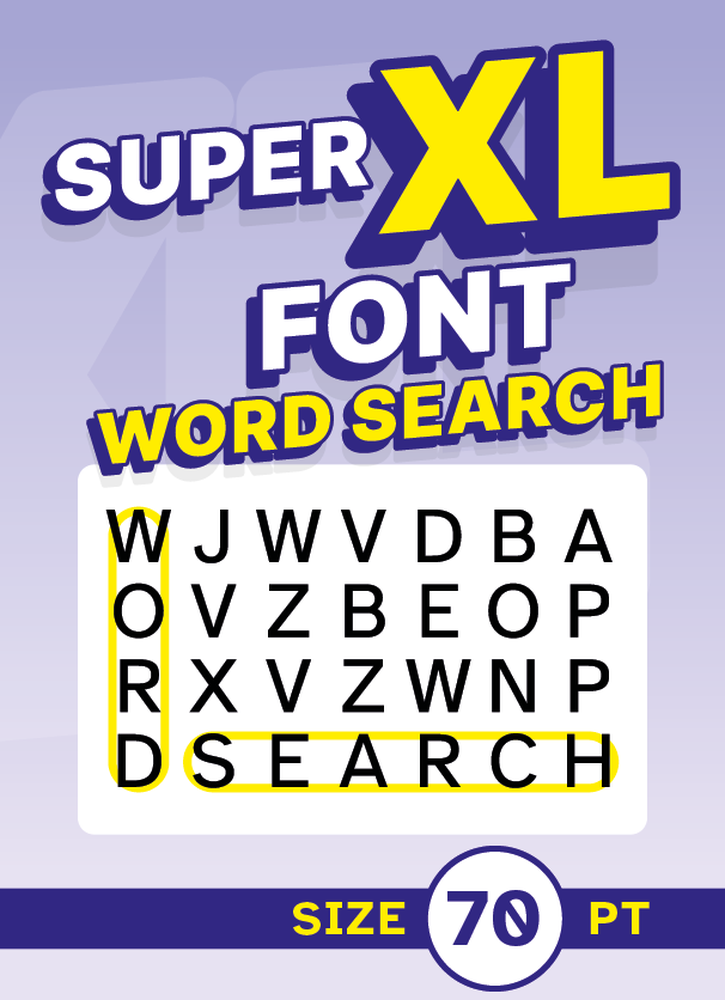 Super XL Font Word Search book cover, 70pt size